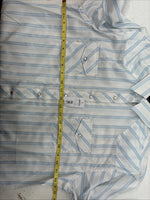 New Women’s White Horse White Blue Stripe Long Sleeve Pearl Snap Large YY-125