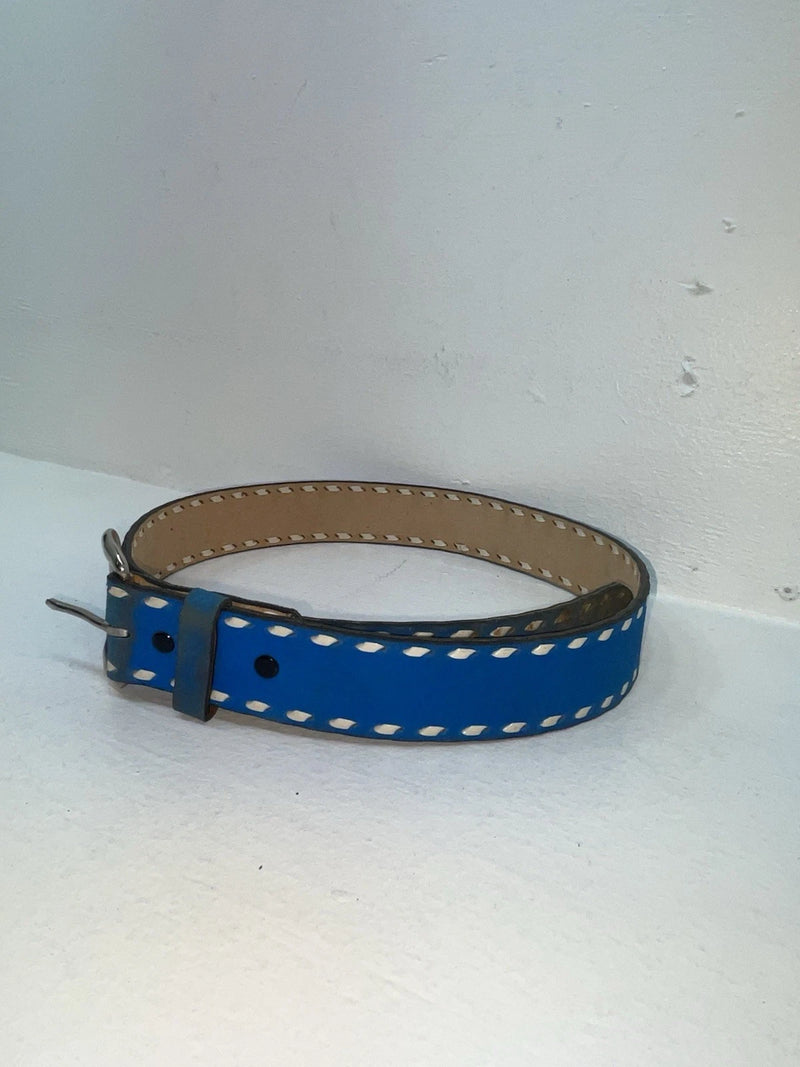 New Blue Genuine Leather Weaved 32” Belt #7030 Z-46