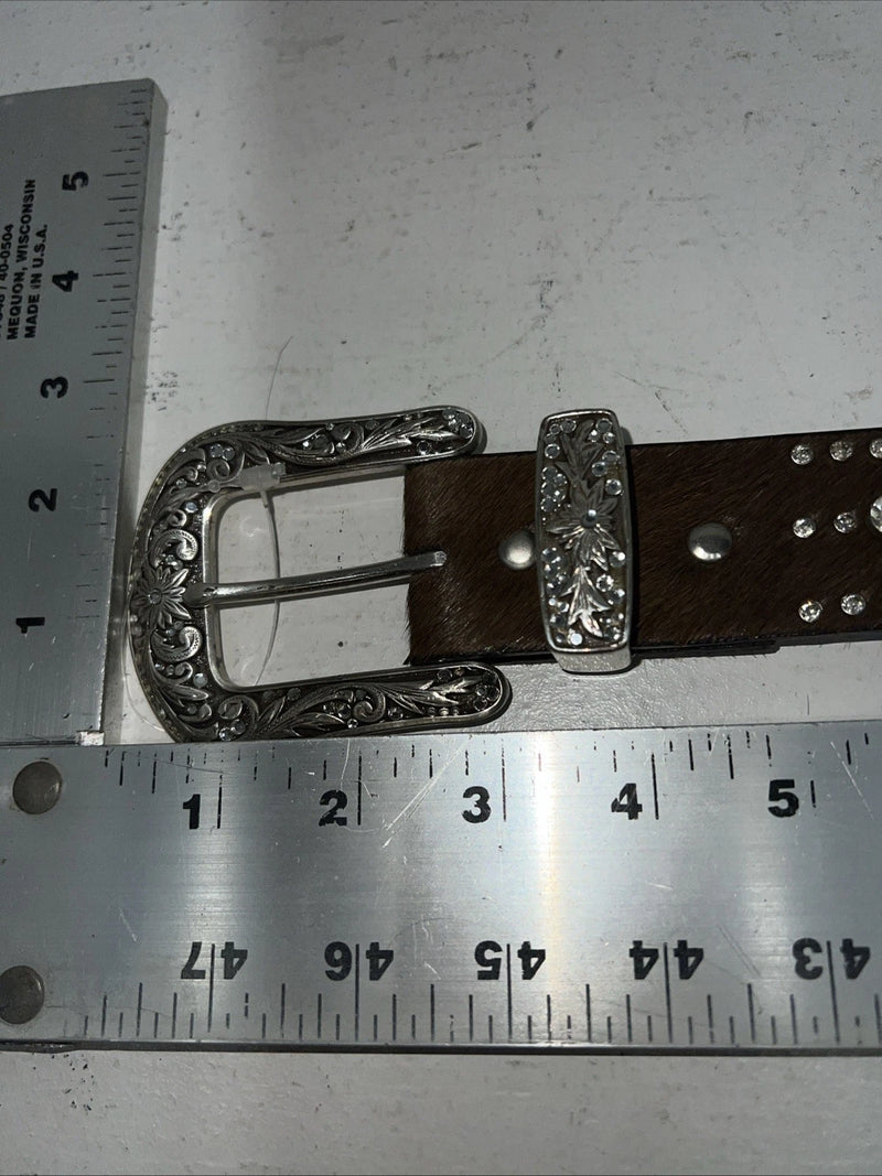 New Nocona Brown Fur Genuine Leather Belt Small #N3441002 W-18