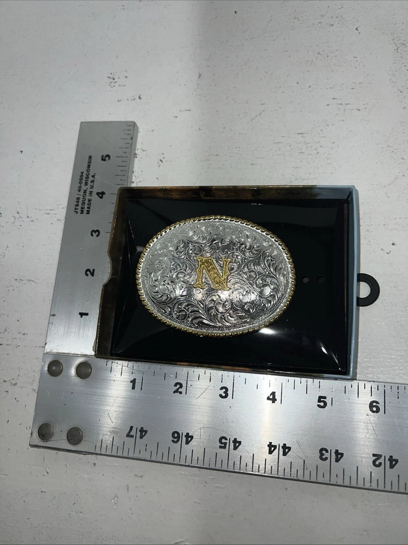 New Women’s Nocona Silver Gold “N” Belt Buckle. 37572-N A-110