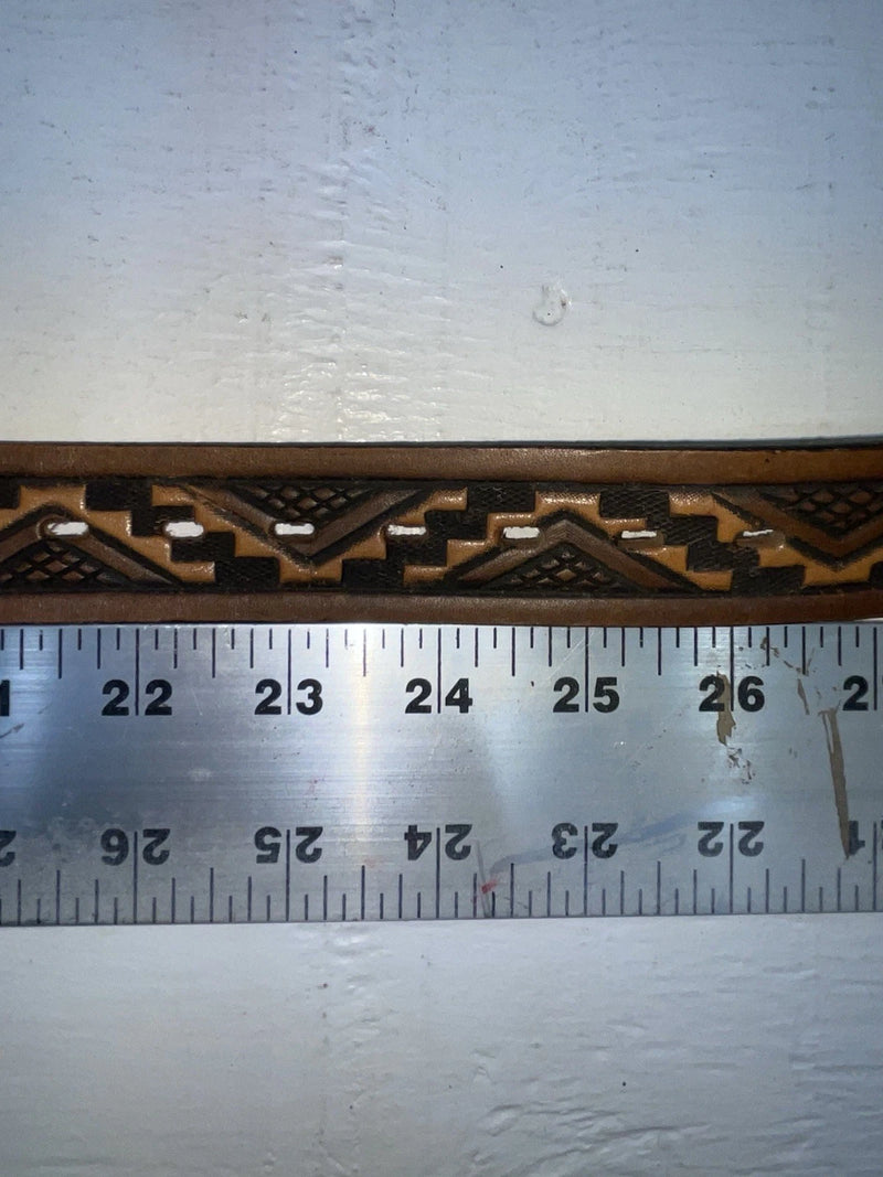New Brown Genuine Leather Chambers Tooled 24” Belt #5551 NN-88