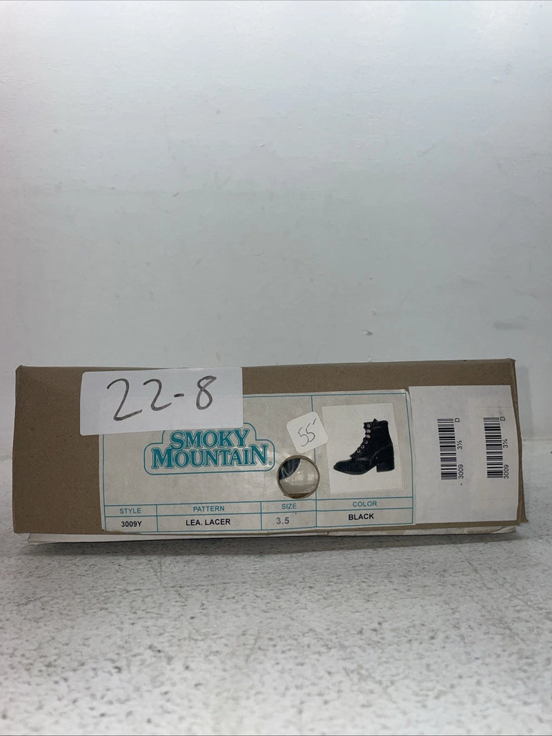 New Kids Black Lace Up Smoky Mountain Cowboy Boots. 3009 Y 3.5 3 1/2. 22-8