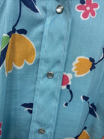 New Women’s Dickson Jenkins Blue Floral Long Sleeve Pearl Snap Size 30 KK-92
