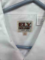 New Men’s ELY Cattleman White Short Sleeve Simple Pearl Snap 18.5 2XL F-79