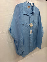 New Men’s ELY Cattleman Blue Long Sleeve Pearl Snap 18 X 35 2XL CC-5