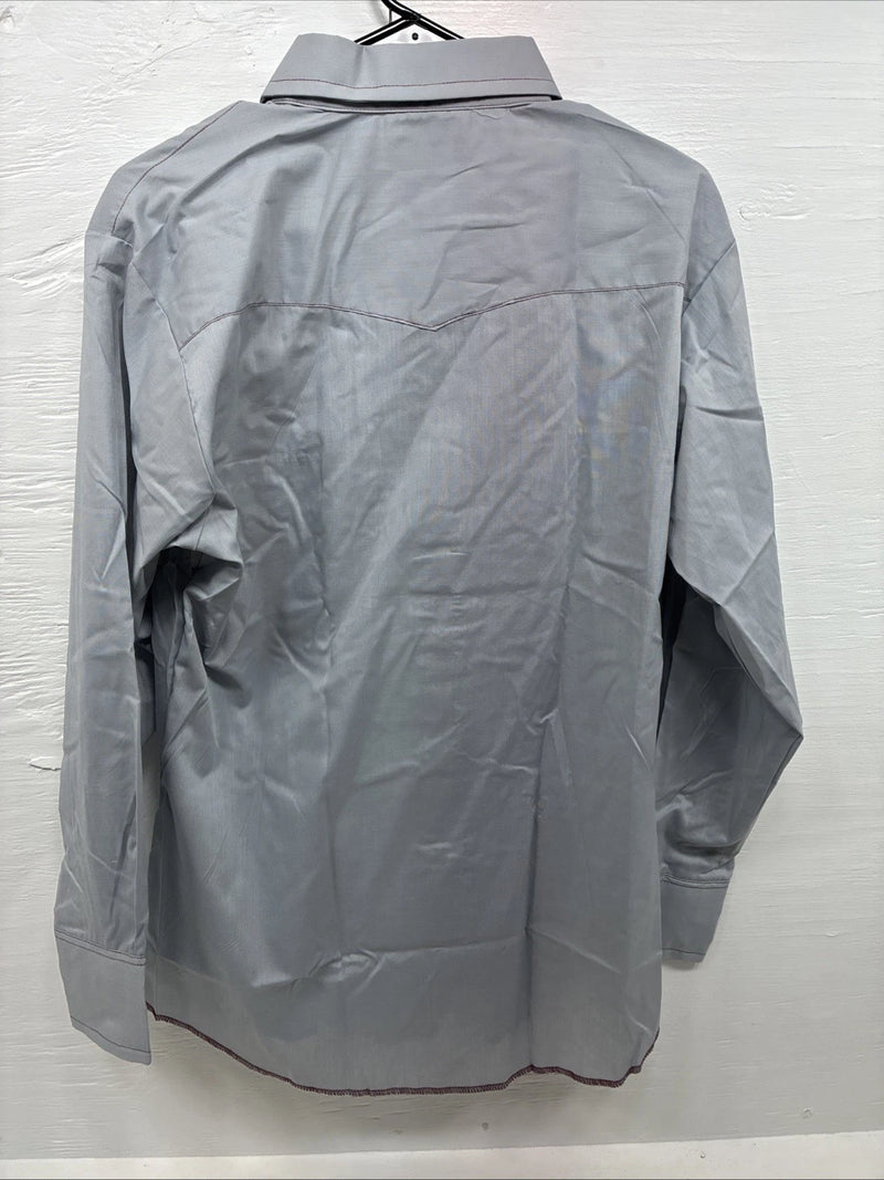 New Men’s Dee-Cee Gray Red Long Sleeve Pearl Snap 16 X 33 Large O-19