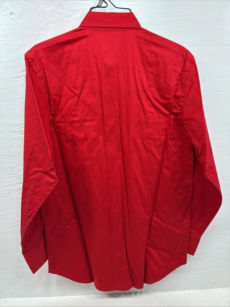 New Men’s Western Express Western Red Long Sleeve Pearl Snap Large V-50