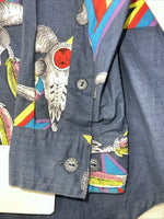 New Men’s Gunsmoke Multicolor skull Button Up Long Sleeve Shirt Medium I-42