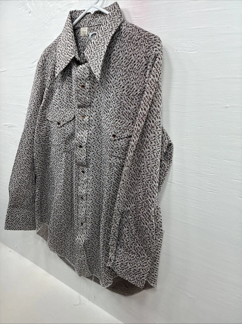 New Men’s Miller Brown Designed Long Sleeve Pearl Snap 17 X 33 XL T-6