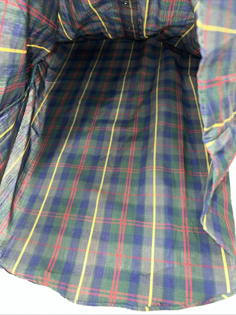 New Men’s Green Plaid Pearl Snap ELY plains Long Sleeve Shirt. 15.5x33 M I-49