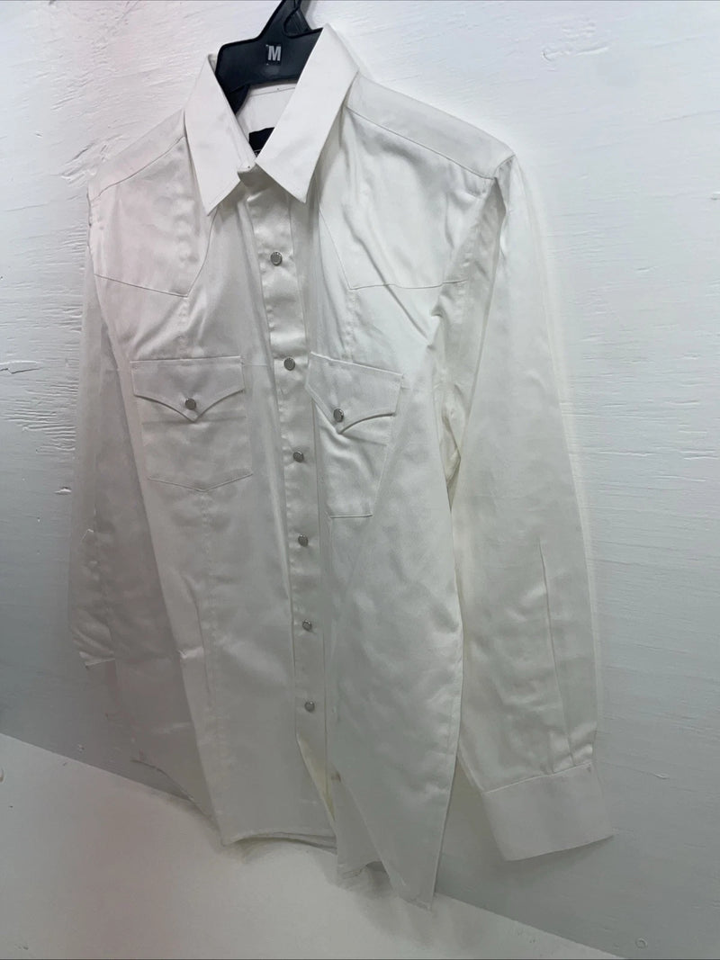New Men’s Western Express White Long Sleeve Pearl Snap Medium B-89