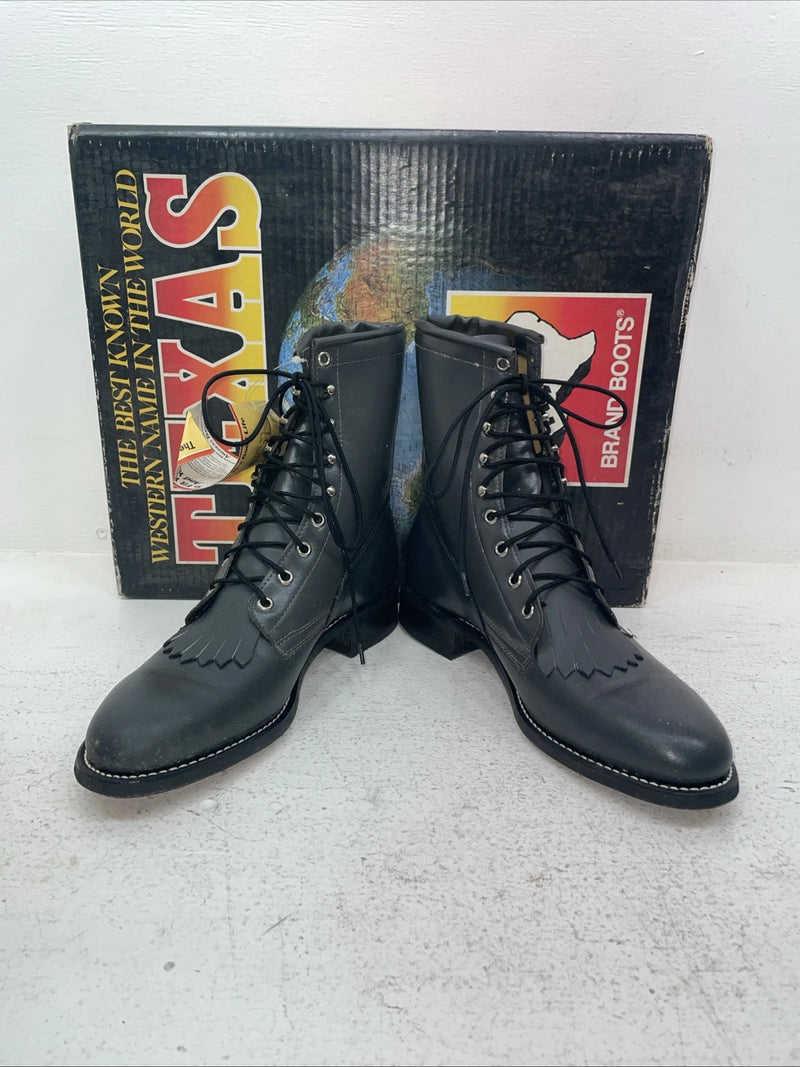 New Men’s Gray Lace Up Texas Brand Cowboy Boots. 8852 9 E E. 3-35