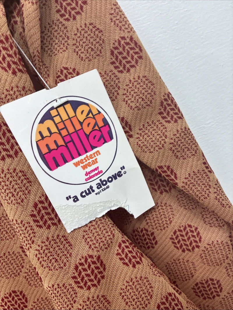 New Women’s Miller Tan Red Design Long Sleeve Zip Up Show Shirt Medium TT-105