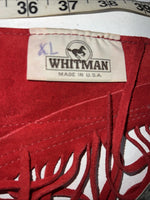 NOS Red Whitman Show Chaps With Fringe XL Adjustable Waist 40” I-66