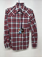 New Women’s Panhandle Slim Red Plaid Long Sleeve Pearl Snap Size 32 KK-67