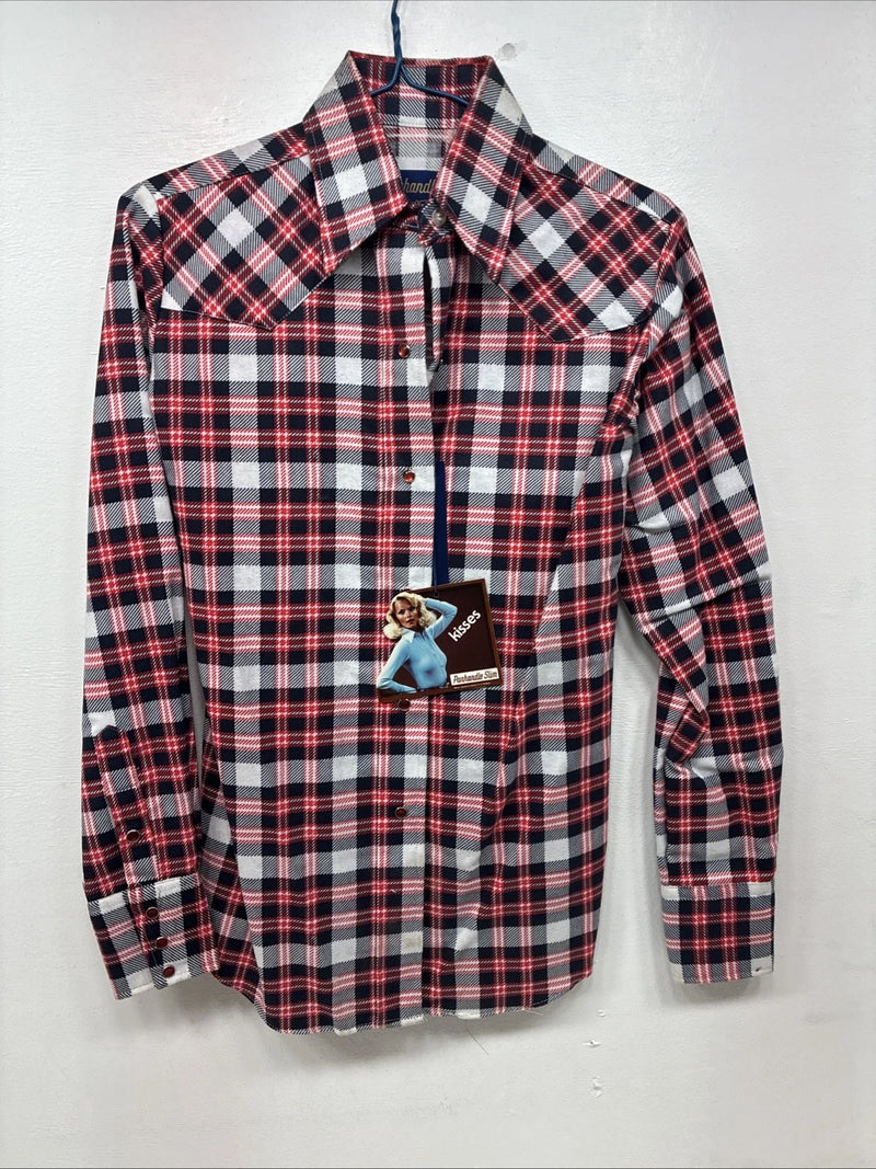 New Women’s Panhandle Slim Red Plaid Long Sleeve Pearl Snap Size 32 KK-67