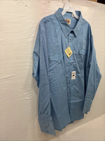 New Men’s ELY Cattleman Blue Short Sleeve Pearl Snap 18.5 X 35 2XL CC-12