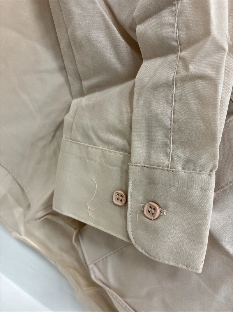 New Men’s WAYNE SCOTT Beige Long Sleeve Button Up Large F-71