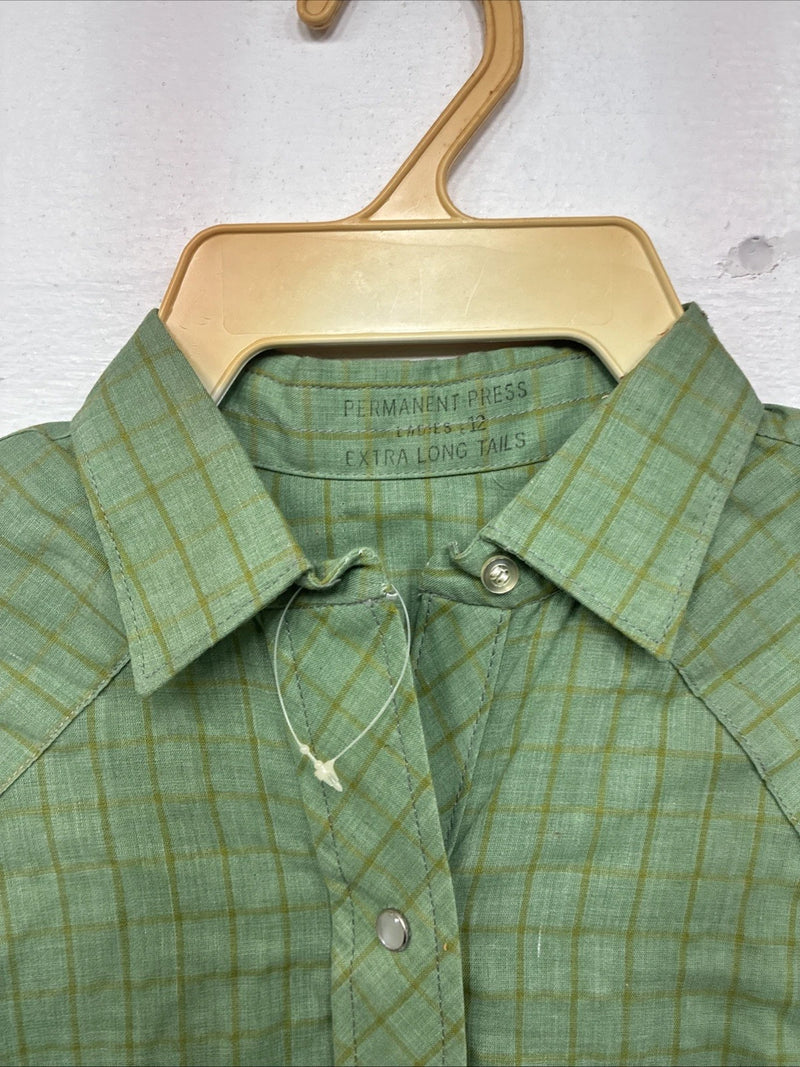 New Men’s Panhandle Slim Green Plaid Long Sleeve Pearl Snap Size 12 KK-61