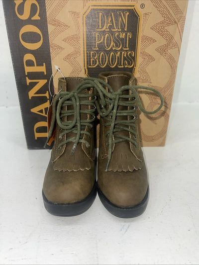 New Children’s Brown Distress Dan Post Lace Up Cowboy Boots. 9 D. 24-9