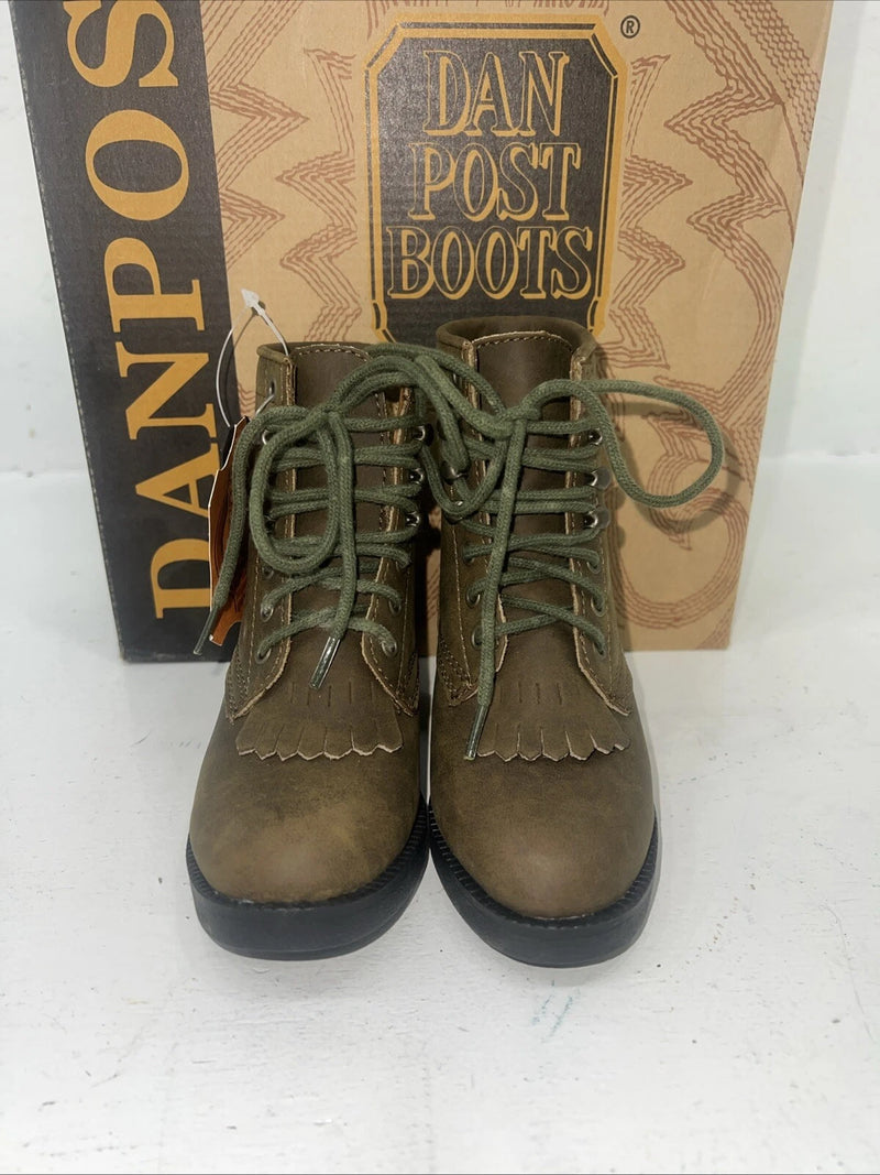 New Children’s Brown Distress Dan Post Lace Up Cowboy Boots. 9 D. 24-9