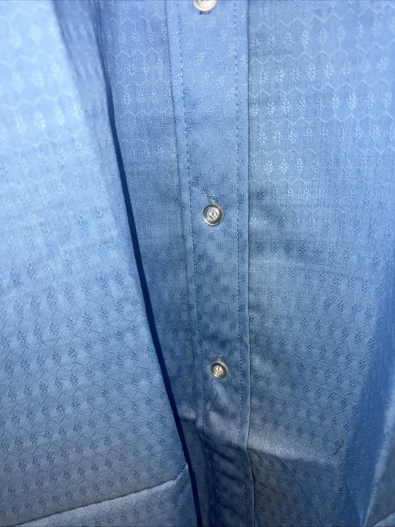 New Men’s Blue Permanent Press Button Up Long Sleeve Shirt. 14.5x32 S Long P-67