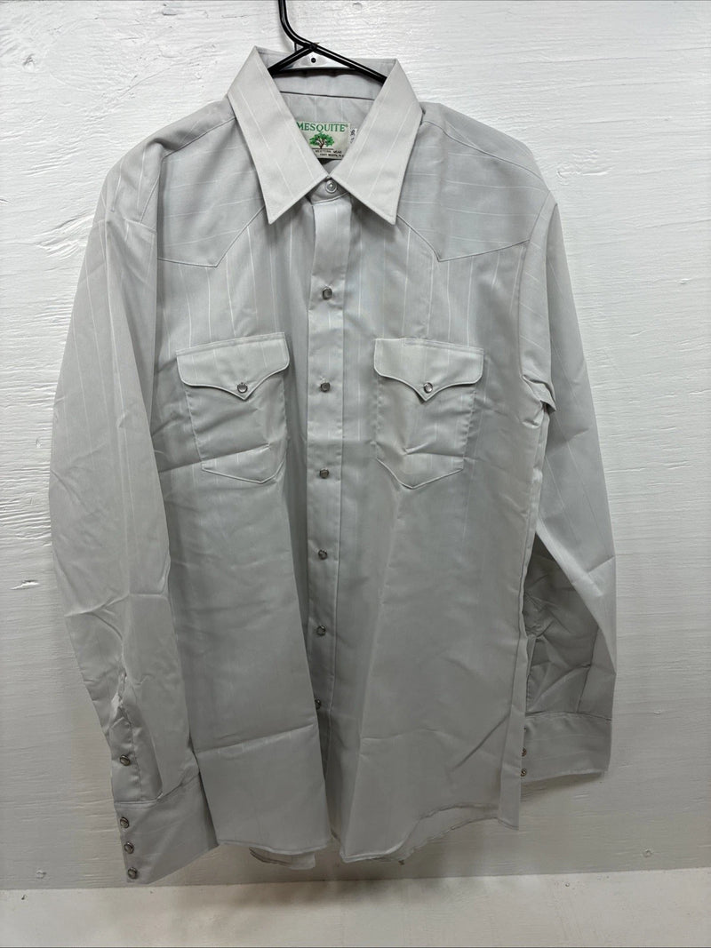 New Men’s Mesquite Gray Stripe Long Sleeve Pearl Snap 16.5 Large Q-50