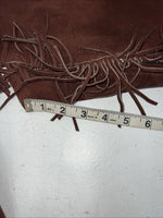 New Congress Leather Burgundy Show Chaps With Fringe Adjustable Waist 40” L-47