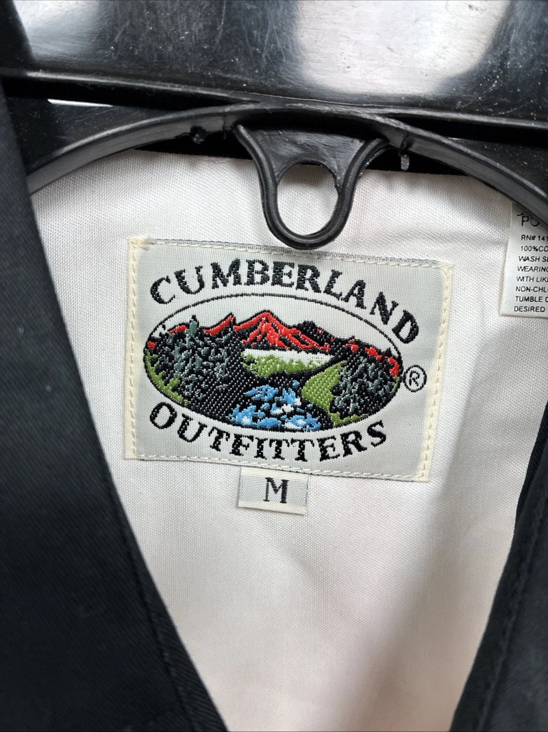 New Men’s Cumberland White Black Design Long Sleeve Pearl Snap Medium K-54