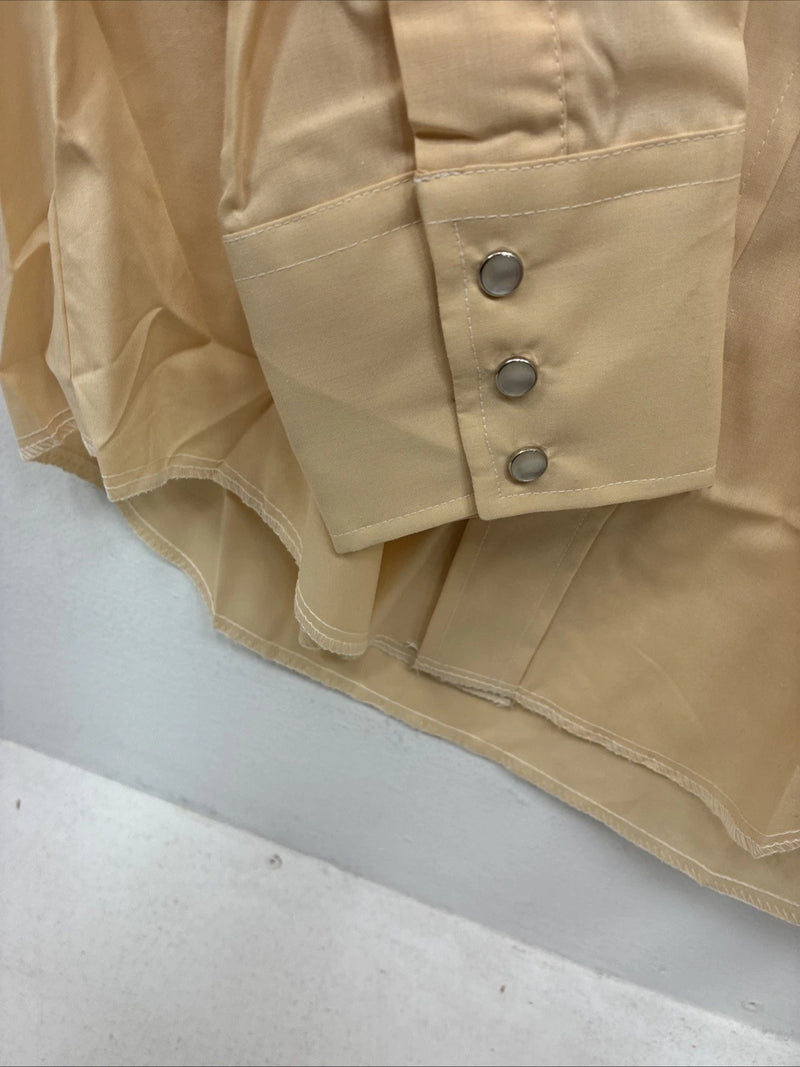 New Women’s Champion Western Yellow Long Sleeve Pearl Snap 15.5 Large KK-18