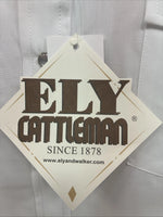 New Men’s ELY Cattleman White Long Sleeve Pearl Snap 17.5 X 35 XL R-45