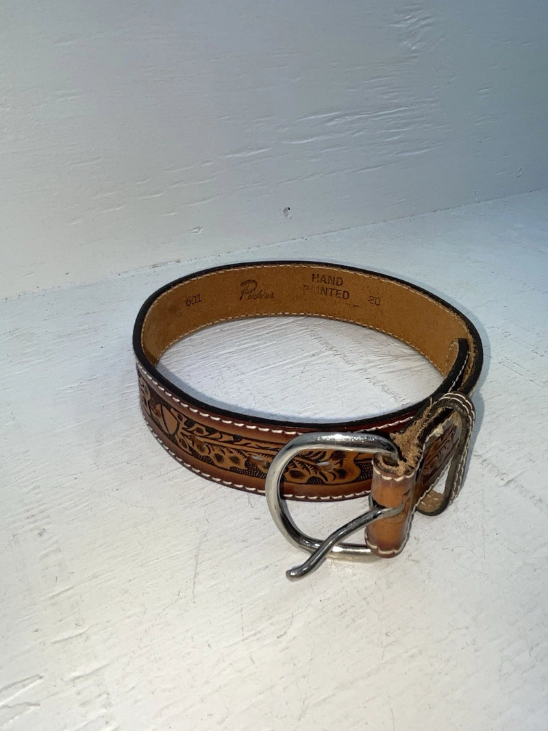 New Brown Genuine Leather Perkies Tooled 20” Belt #601 NN-89