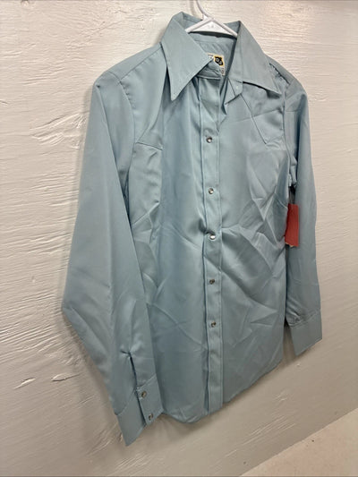 New Girls Dickson Jenkins Blue Long Sleeve Pearl Snap Size 32 CC-106