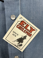 New Men’s ELY Cattleman Blue Eagle Design Long Sleeve Pearl Snap 2XL H-54