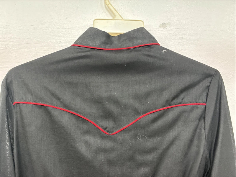 New Women’s H Bar C Black Red Long Sleeve Pearl Snap 36 TT-6