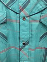New Men’s ELY Diamond Blue Plaid Long Sleeve Pearl Snap Large CC-40