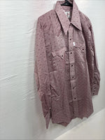 New Men’s Tem Tex Pink Designed Long Sleeve Pearl Snap 16 Large M-85