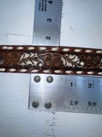 New Brown Genuine Leather Tooled And Weaved 30” Belt #18071 NN-24