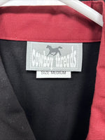 New Men’s Cowboy Threads Black Red White Long Sleeve Button Up Medium O-60