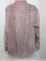 New Men’s Tem Tex Pink Multicolor Stripe Long Sleeve Pearl Snap 15.5 Medium O-26