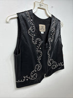 New Women’s 1848 RanchWear Black Rhinestone Sleeveless Vest Zip Up Large YY-43