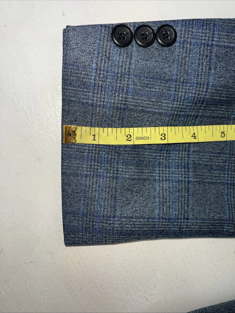 New Men’s Circle S Blue Plaid Suit Jacket 46R #25832 X-606