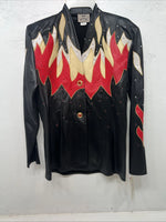 New Women’s 1849 Authentic Ranchwear Black Red Long Sleeve Show Jacket L UU-63