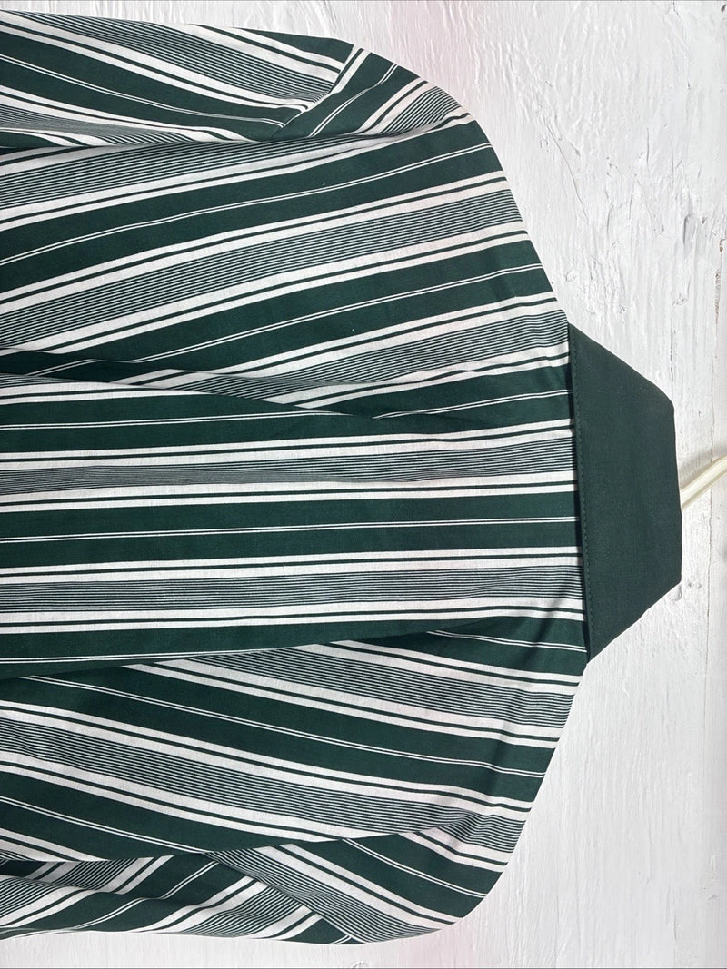 New Men’s Cowboy Threads Green Stripe Short Sleeve Button Up Large DD-43