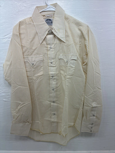 New Men’s Miller Yellow Stripe Long Sleeve Pearl Snap 16 X 35 Large V-115