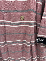 New Men’s Wrangler Pink Stripe Short Sleeve Polo Shirt Large DD-10