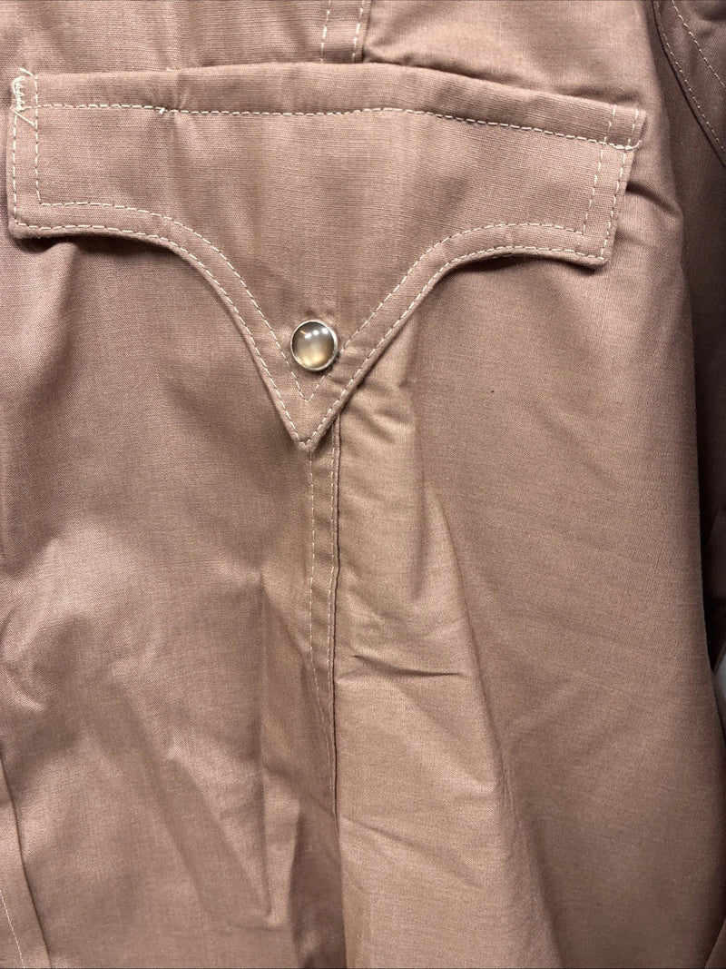 New Men’s Tem Tex Brown Western Long Sleeve Pearl Snap 15 X 33 Medium T-43