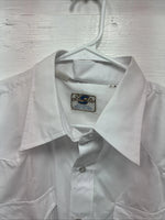 New Men’s Circle S White Simple Long Sleeve Pearl Snap 17 Large M-65