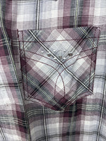 New Women’s Cumberland Purple Plaid Long Sleeve Pearl Snap 1XL GG-31