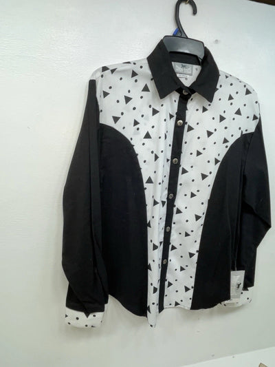 New Women’s Black White Cowboy Threads Long Sleeve Button Up Shirt M #790 3B-21